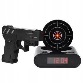   Ceas deșteptător interactiv cu țintă și pistol cu infraroșu