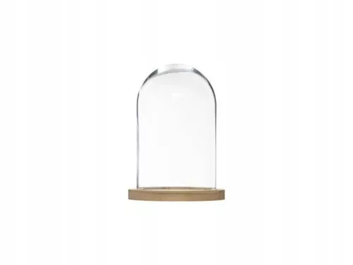 Cupolă de sticlă Atmosphera 136615A cu bază din lemn, 26 cm