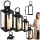 Set trei felinare Aptel negre 65, 50 si 38 cm