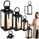 Set trei felinare Aptel negre 65, 50 si 38 cm