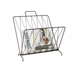   Suport metalic pentru reviste Present Time RASTER, negru, 40 × 26,5 × 45 cm