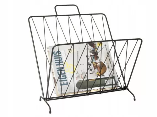 Suport metalic pentru reviste Present Time RASTER, negru, 40 × 26,5 × 45 cm
