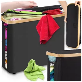   Organizer textil pliabil cu întărire din bambus și capac, 43 × 17 × 38 cm