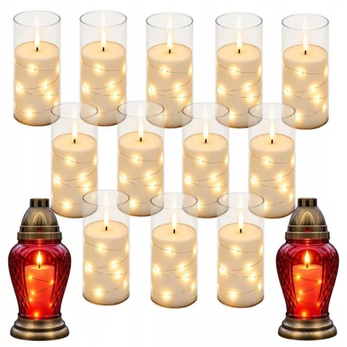 Set de 12 lumânări LED Masterled 18 cm, 2000 K, pe baterii AA