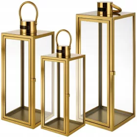 Set trei felinare din aur Ruhhy 63, 49 și 38 cm