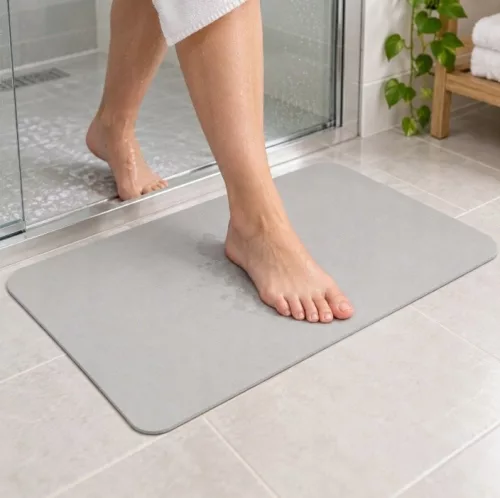 Covoraș de baie gri din diatomit AQUI Magic Mats 60 × 40 cm