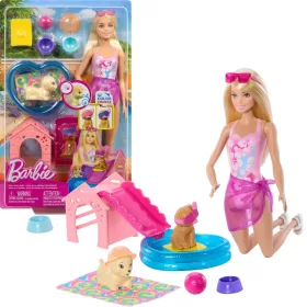 Set caini Barbie in piscina cu papusa si accesorii