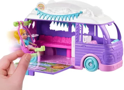 Set Polly Pocket Camper Camping Glamping Van Camping Papusa + Accesorii 20 piese