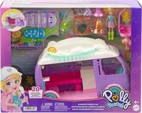 Set Polly Pocket Camper Camping Glamping Van Camping Papusa + Accesorii 20 piese