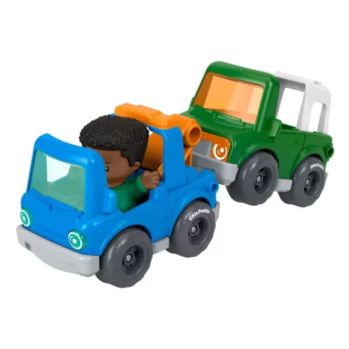 Set Little People cu mașină, figurină și accesorii - Aventura de pescuit