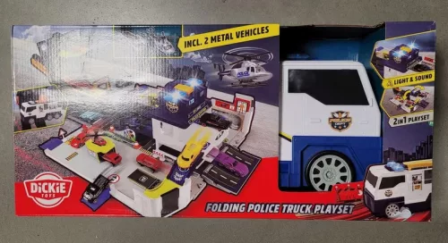 OUTLET Set Transportor mare de politie radio cu lumina si sunet + vehicule AMBALAJ DEVATE
