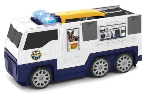 OUTLET Set Transportor mare de politie radio cu lumina si sunet + vehicule AMBALAJ DEVATE