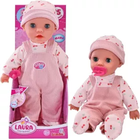   Păpușă interactivă Laura Cute bebeluș bombănitor cu sunet și suzetă 30 cm