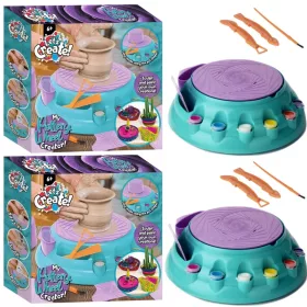   2 buc roata de ceramica pentru copii Kit de fabricare ceramica cu roata de ceramica + accesorii pentru roata de ceramica