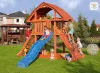 Loc de joaca din gradina din lemn Casa gigantica, tobogan, cutie cu nisip, perete de catarat si coarda, scara, scari, accesorii
