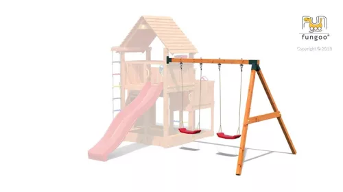 Loc de joaca de gradina din lemn Modul Move Red 2x leagan