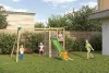 Loc de joaca de gradina din lemn Houser KDI casa, tobogan, 2x leagan, coarda de catarat, scara de franghie, accesorii