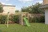 Loc de joaca de gradina din lemn Houser KDI casa, tobogan, 2x leagan, coarda de catarat, scara de franghie, accesorii