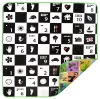Tablă de învățare din spumă cu două fețe Humbi Tabla de șah 3 în 1 Numere din alfabet polonez Imagini contrastante Alb-negru 180 x 200 x 1 cm
