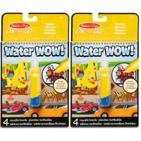   Set 2 cărți de colorat Vehicule de apă Carte cu stilou de apă Water Wow Cărți de colorat Melissa & Doug