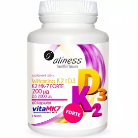   Supliment Alimentar Aliness cu Vitamina K (MK-7) și D3, 60 Capsule