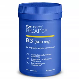   Supliment Alimentar BICAPS B3 cu Niacină 500 mg - 60 Capsule pentru Vegetarieni și Vegani
