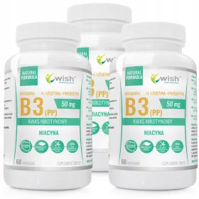   Supliment Niacina Vitamina B3 50mg + L-Leucina + Prebiotic - 180 Capsule Vegetale