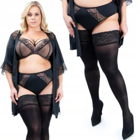    Ciorapi autoportanti din MICROFIBRA 70 den dantela florala PLUS SIZE Fenome