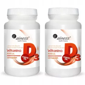   Supliment Aliness Vitamina D3 FORTE 4000 IU - Dublu pachet, 120 capsule fiecare