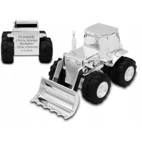    Bani pentru excavator cu GRAVURA pentru botezul unui copil de un an