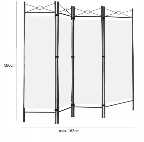 Ecran metalic crem Wideshop ART-259, 4 părți 180 × 163 cm
