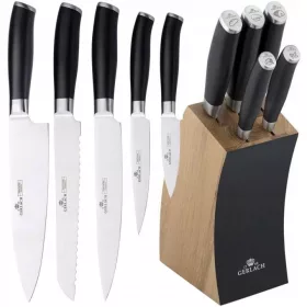 Set de cuțite Gerlach Deco Black 5 piese în bloc de stejar