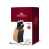 Set de cuțite Gerlach Deco Black 5 piese în bloc de stejar