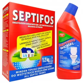    SEPTIFOS 1.2kg + WC Gel 750ml statie de tratare fosa septica PREGATIREA FOZE SEPTICE