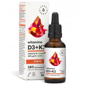   Supliment D3 4000 IU + K2MK7 FORTE Aura Herbals - 30ml, Absorbție Eficientă