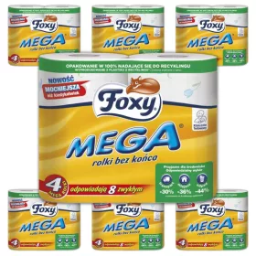   Hârtie Igienică FOXY MEGA ROLURI EXTRA-LUNGI (4 role) x 7 pachete