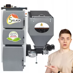    Cuptor cu două funcții Pleszewskie Kotły cu un rezervor de oțel pentru cărbune eco-mazăre 12 kW