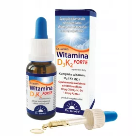   Supliment Dr. Jacob's D3K2 MK-7 Forte - Picături Ulei de Cocos MCT, Vegetarian, 20ml