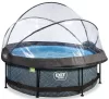 Piscina rotunda de gradina 244x76 cm cu pompa de filtru si adapost gri