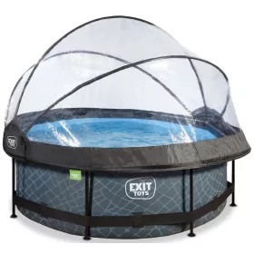   Piscina rotunda de gradina 244x76 cm cu pompa de filtru si adapost gri