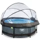 Piscina rotunda de gradina 244x76 cm cu pompa de filtru si adapost gri