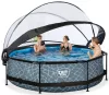 Piscina rotunda de gradina 244x76 cm cu pompa de filtru si adapost gri