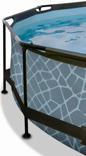 Piscina rotunda de gradina 244x76 cm cu pompa de filtru si adapost gri