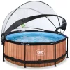 Piscina rotunda de gradina 244x76 cm cu pompa de filtru si adapost maro