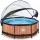 Piscina rotunda de gradina 244x76 cm cu pompa de filtru si adapost maro