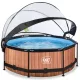 Piscina rotunda de gradina 244x76 cm cu pompa de filtru si adapost maro