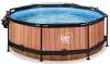 Piscina rotunda de gradina 244x76 cm cu pompa de filtru si adapost maro