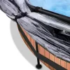 Piscina rotunda de gradina 244x76 cm cu pompa de filtru si adapost maro