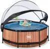 Piscina rotunda de gradina 244x76 cm cu pompa de filtru si adapost maro