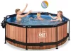 Piscina rotunda de gradina 244x76 cm cu pompa de filtru si adapost maro